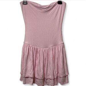 Coquette Baby Pink Strapless Layered Tunic